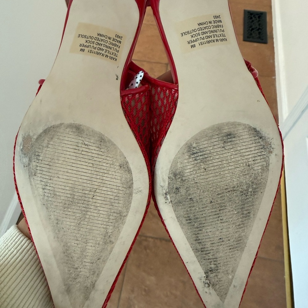 Steve Madden Red Mesh Pointed Slingback Heels fits 7.5 to 8 - Picture 8 of 9